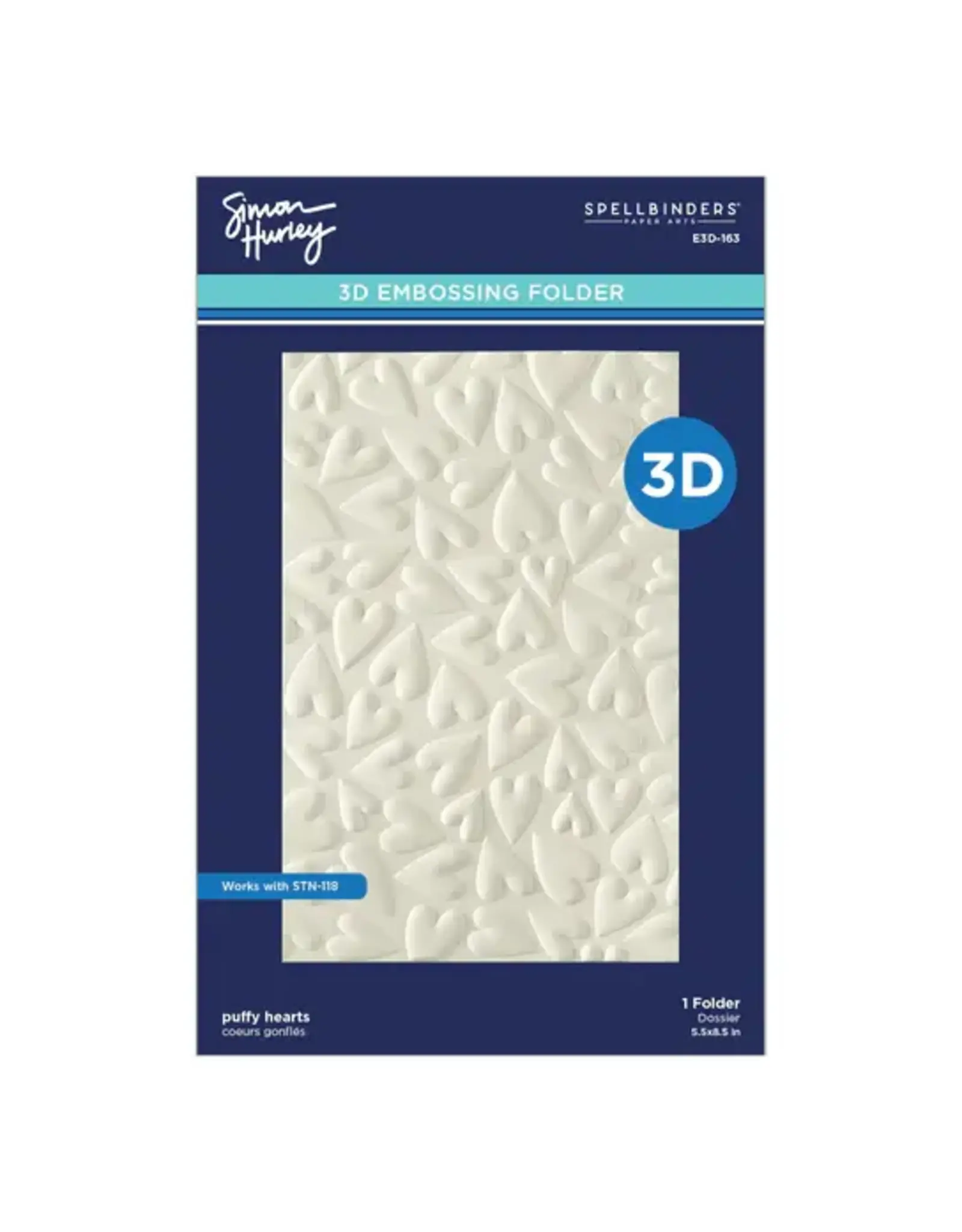 SPELLBINDERS SPELLBINDERS SIMON HURLEY PUFFY HEARTS 3D EMBOSSING FOLDER