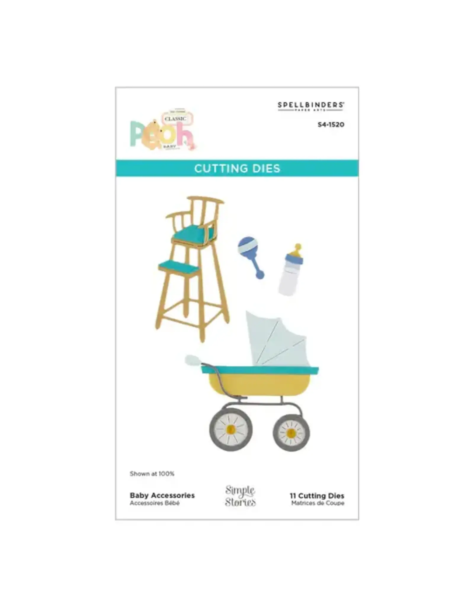 SPELLBINDERS SPELLBINDERS SIMPLE STORIES SAY CHEESE CLASSIC POOH BABY COLLECTION ACCESSORIES ETCHED DIE SET