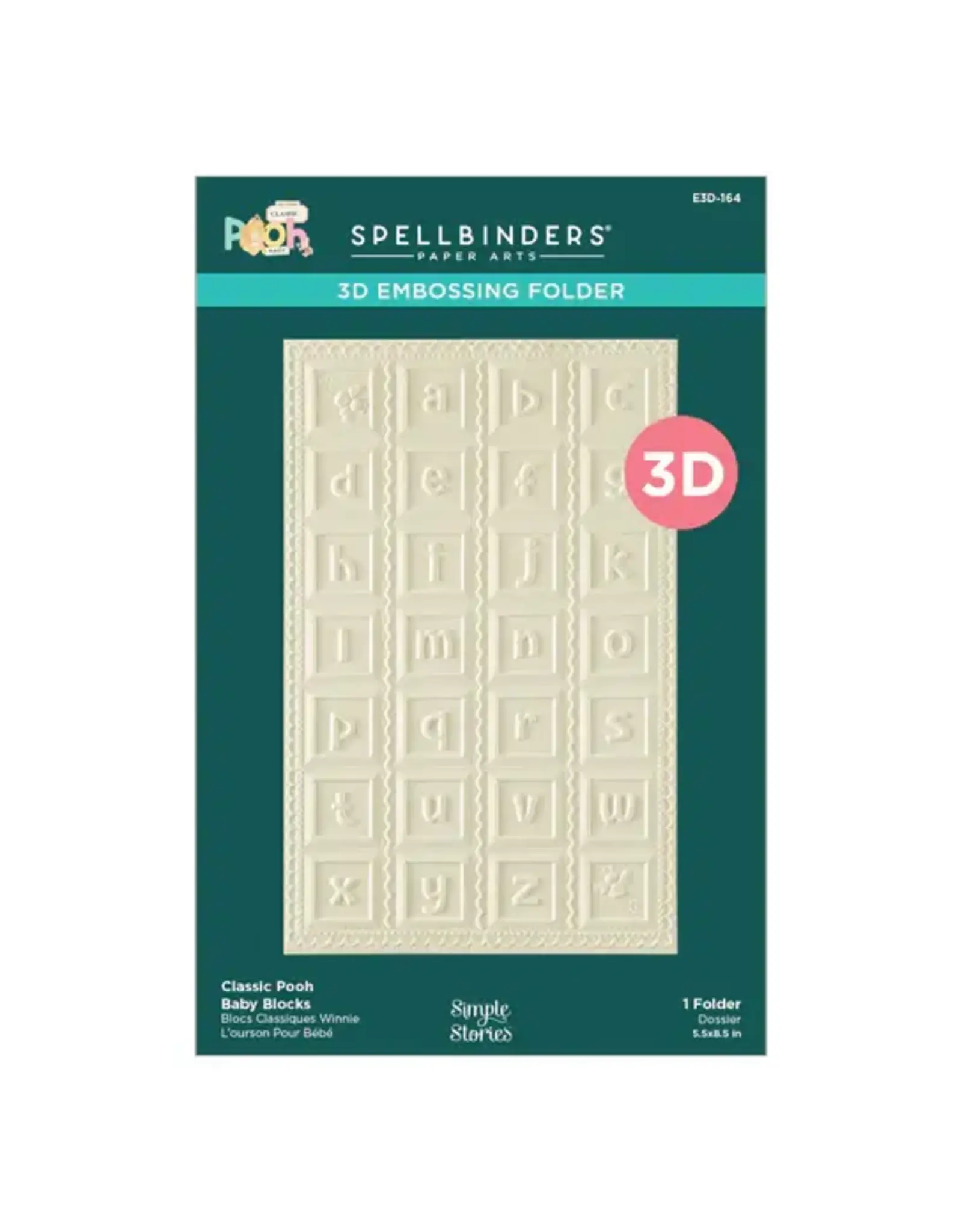 SPELLBINDERS SPELLBINDERS SIMPLE STORIES SAY CHEESE CLASSIC POOH BABY  COLLECTION CLASSIC POOH BABY BLOCKS 3D EMBOSSING FOLDER