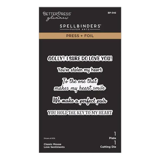 SPELLBINDERS SPELLBINDERS BETTERPRESS CLASSIC MOUSE COLLECTION LOVE SENTIMENTS PRESS & FOIL PLATE & DIE SET