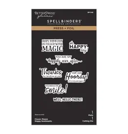 SPELLBINDERS SPELLBINDERS CLASSIC MOUSE COLLECTION HAPPY SENTIMENTS HOT FOIL PLATES AND DIE SET
