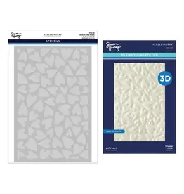 SPELLBINDERS SPELLBINDERS SIMON HURLEY PUFFY HEARTS 3D EMBOSSING FOLDER AND STENCIL