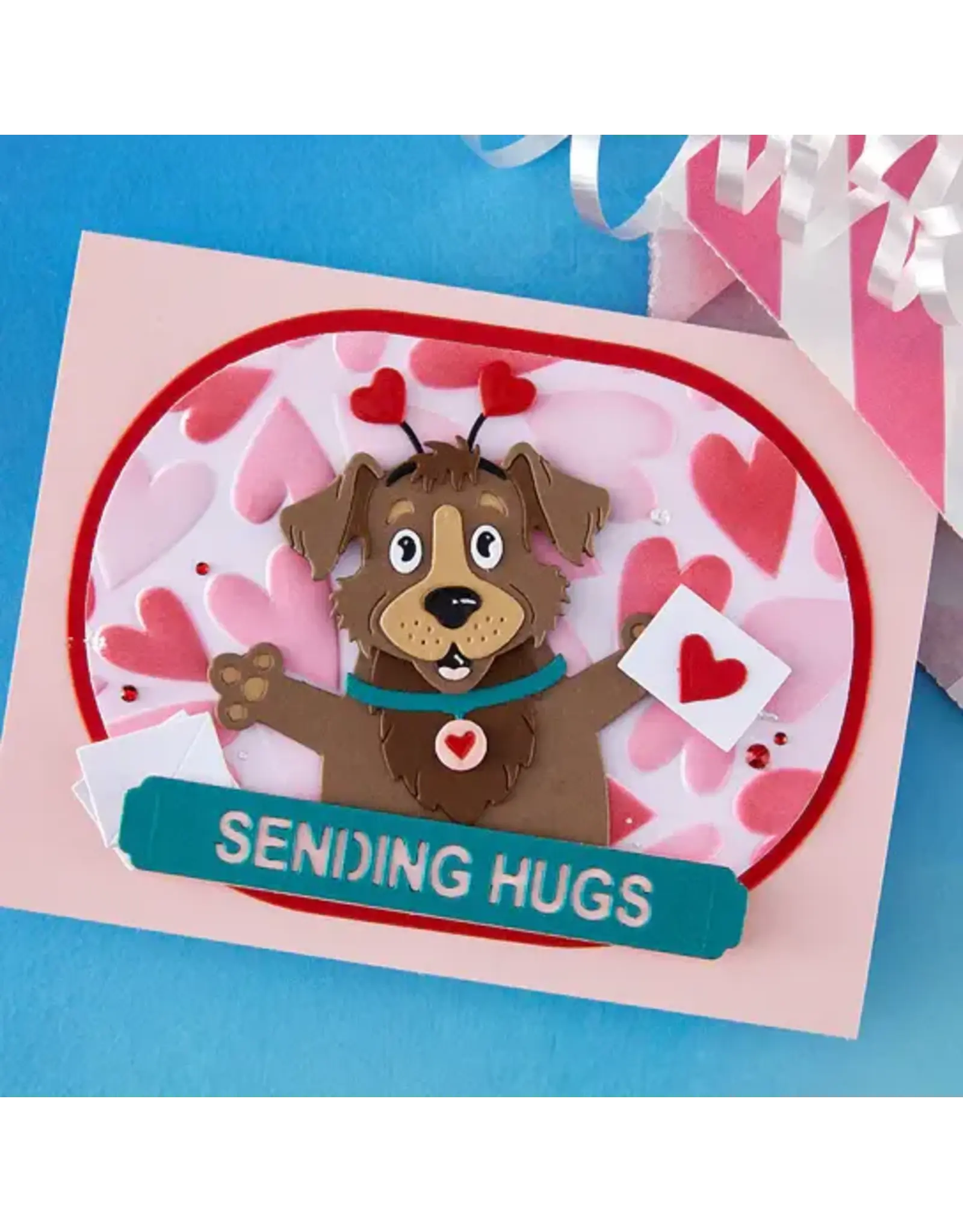 SPELLBINDERS SPELLBINDERS SIMON HURLEY PUFFY HEARTS 3D EMBOSSING FOLDER AND STENCIL