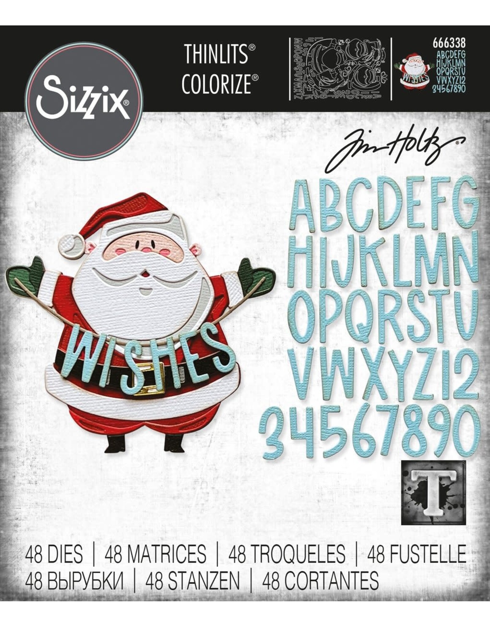 SIZZIX SIZZIX TIM HOLTZ THINLITS SANTA GREETINGS COLORIZE DIE SET