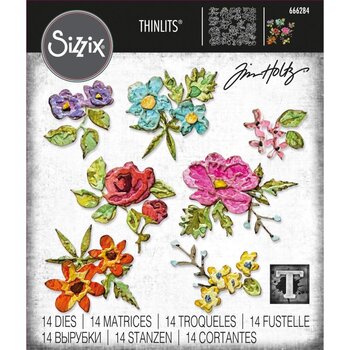 SIZZIX SIZZIX TIM HOLTZ THINLITS BRUSHSTROKE FLOWERS, MINI DIE SET