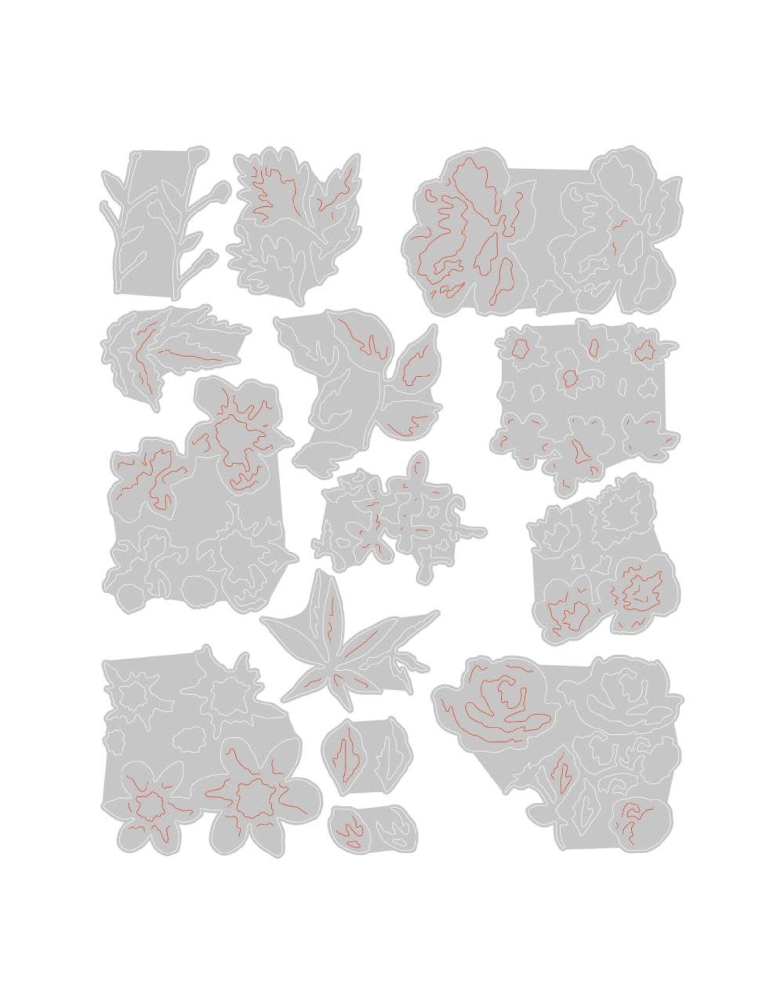 SIZZIX SIZZIX TIM HOLTZ THINLITS BRUSHSTROKE FLOWERS, MINI DIE SET