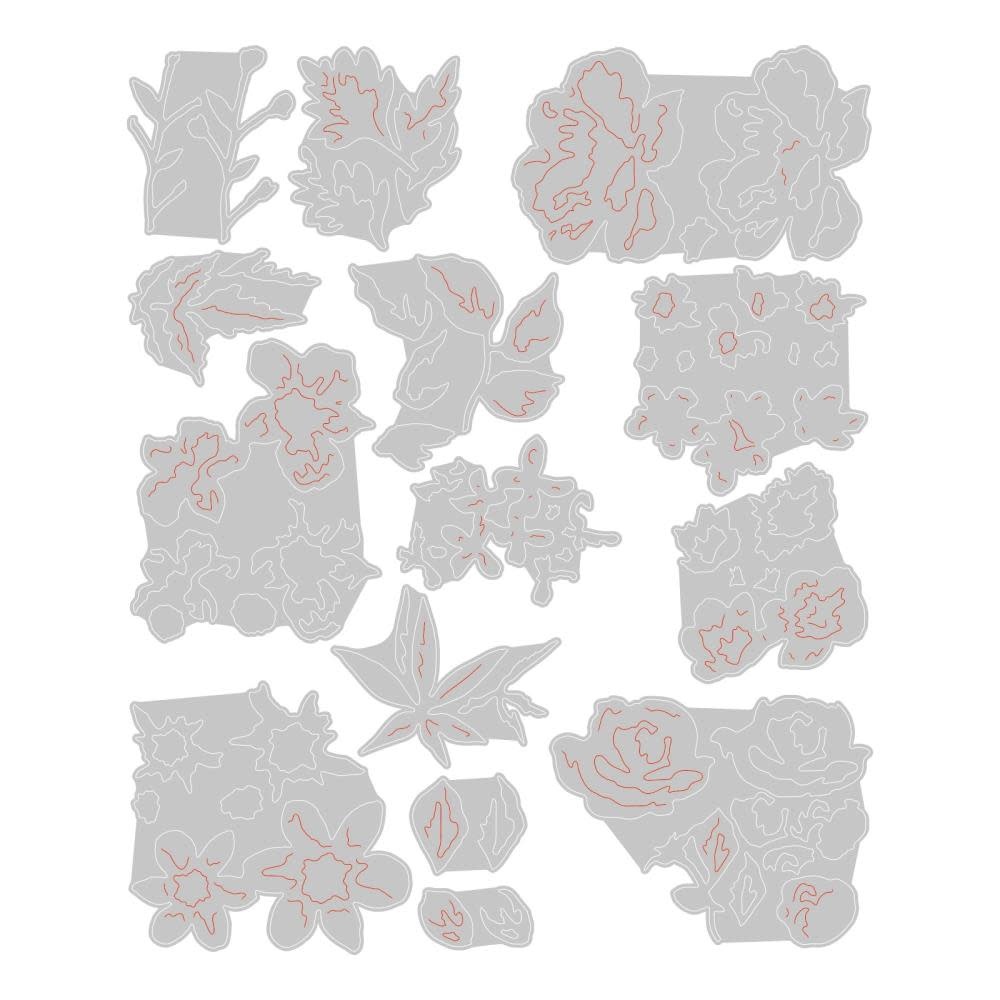 SIZZIX SIZZIX TIM HOLTZ THINLITS BRUSHSTROKE FLOWERS, MINI DIE SET