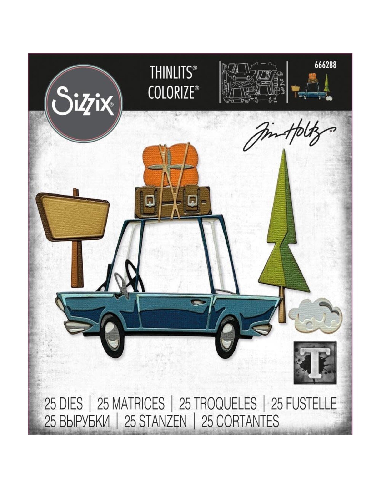 SIZZIX SIZZIX TIM HOLTZ THINLITS ROAD TRIP COLORIZE DIE SET