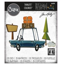 SIZZIX SIZZIX TIM HOLTZ THINLITS ROAD TRIP COLORIZE DIE SET
