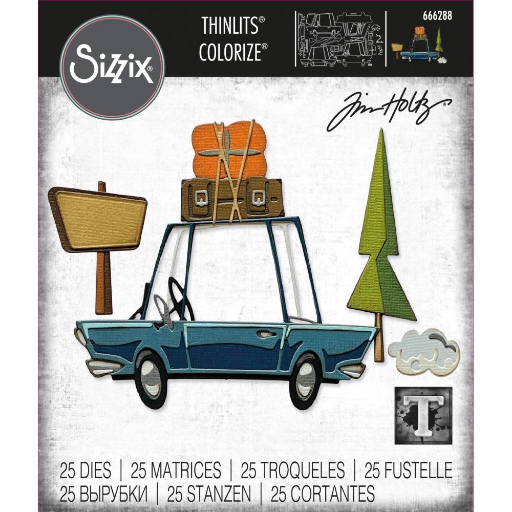 SIZZIX SIZZIX TIM HOLTZ THINLITS ROAD TRIP COLORIZE DIE SET