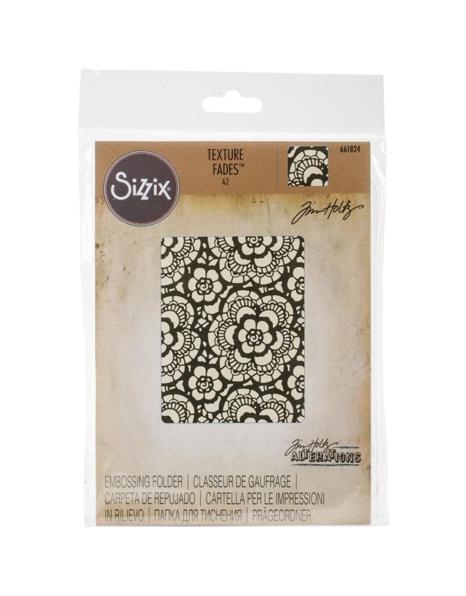 SIZZIX SIZZIX TIM HOLTZ TEXTURE FADES LACE EMBOSSING FOLDER