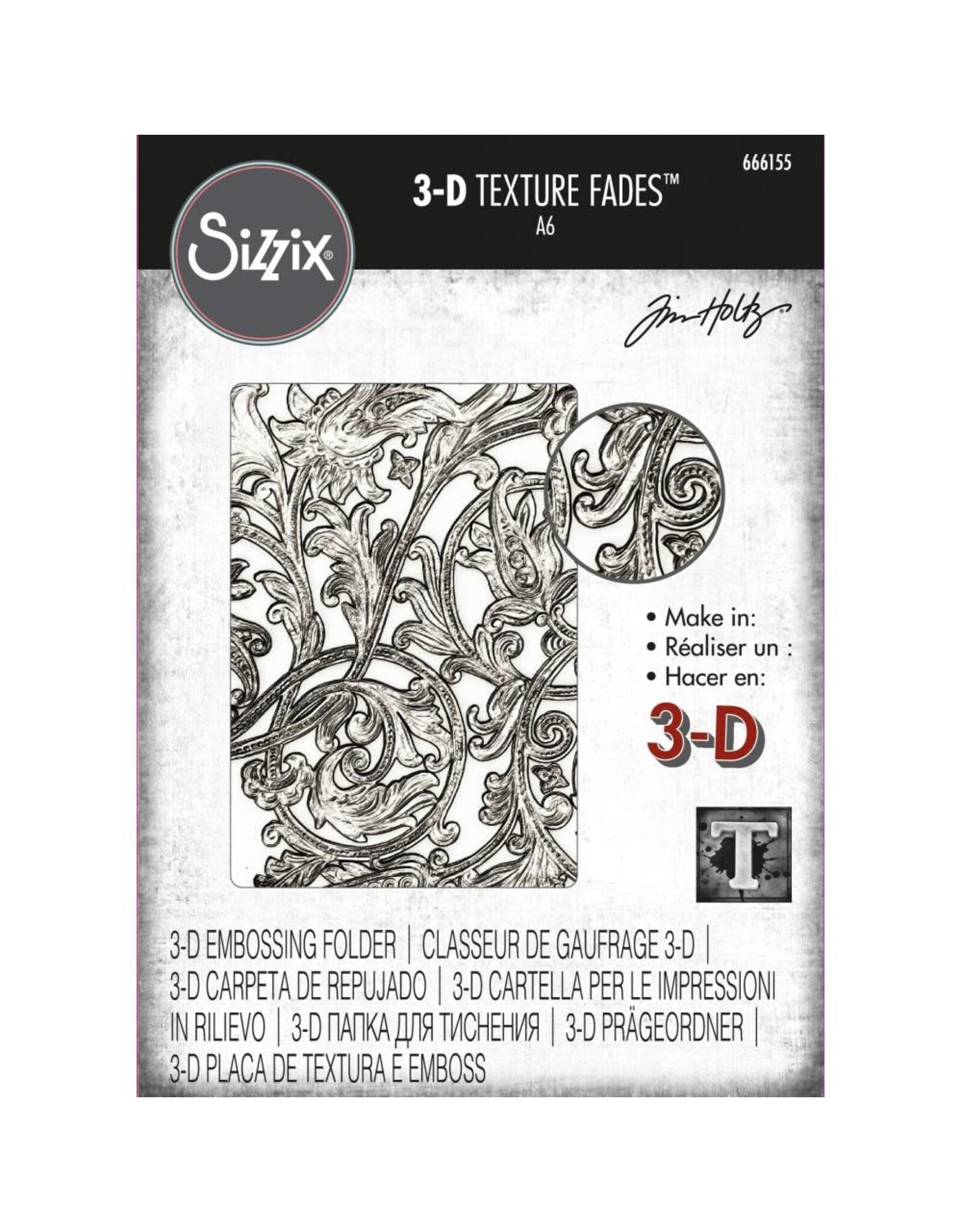 SIZZIX SIZZIX TIM HOLTZ 3D TEXTURE FADES ENTANGLED A6 EMBOSSING FOLDER