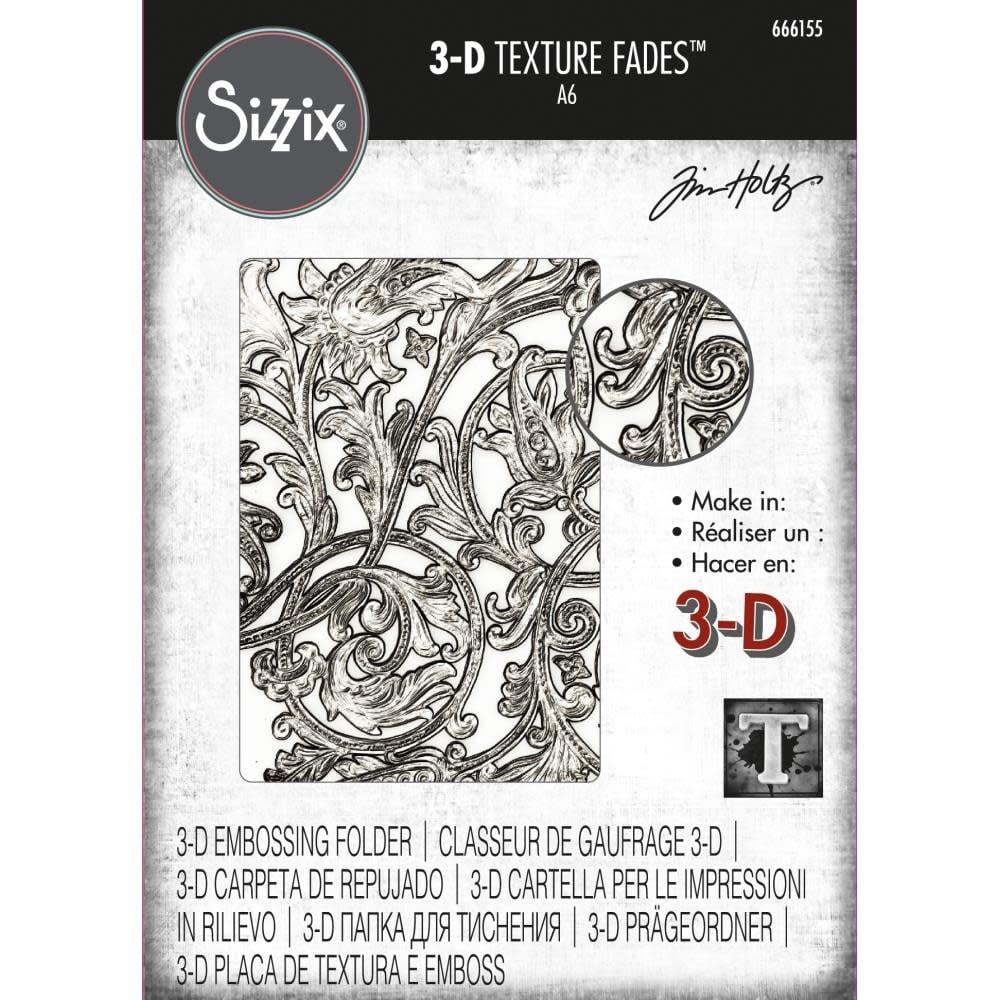 SIZZIX SIZZIX TIM HOLTZ 3D TEXTURE FADES ENTANGLED A6 EMBOSSING FOLDER
