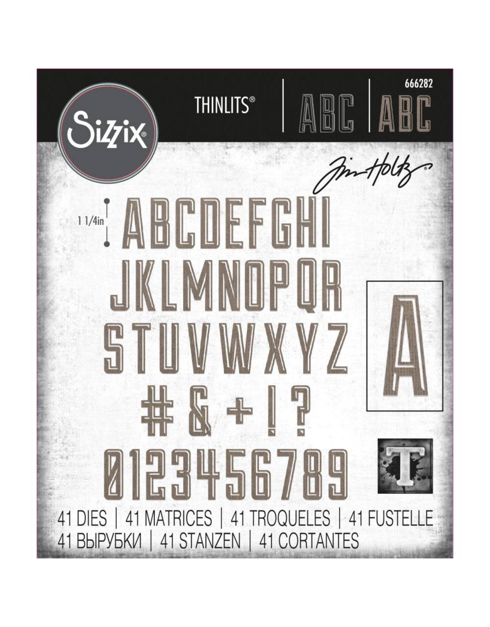 SIZZIX SIZZIX TIM HOLTZ THINLITS ALPHANUMERIC EMPORIUM DIE SET