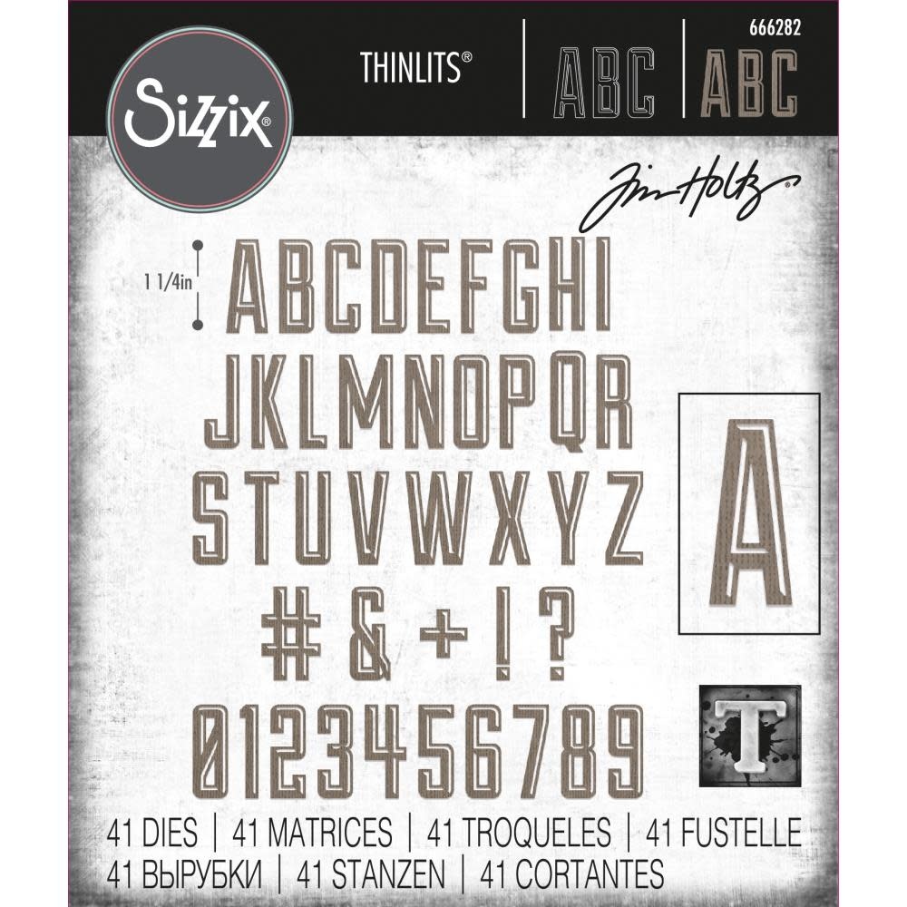 SIZZIX SIZZIX TIM HOLTZ THINLITS ALPHANUMERIC EMPORIUM DIE SET