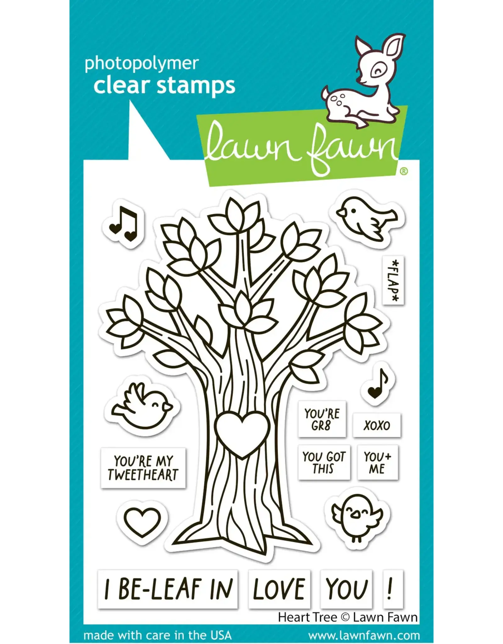 LAWN FAWN LAWN FAWN HEART TREE CLEAR STAMP SET