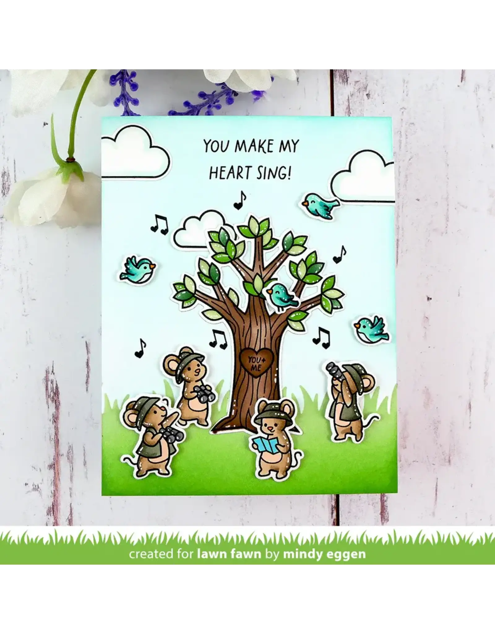LAWN FAWN LAWN FAWN HEART TREE CLEAR STAMP SET