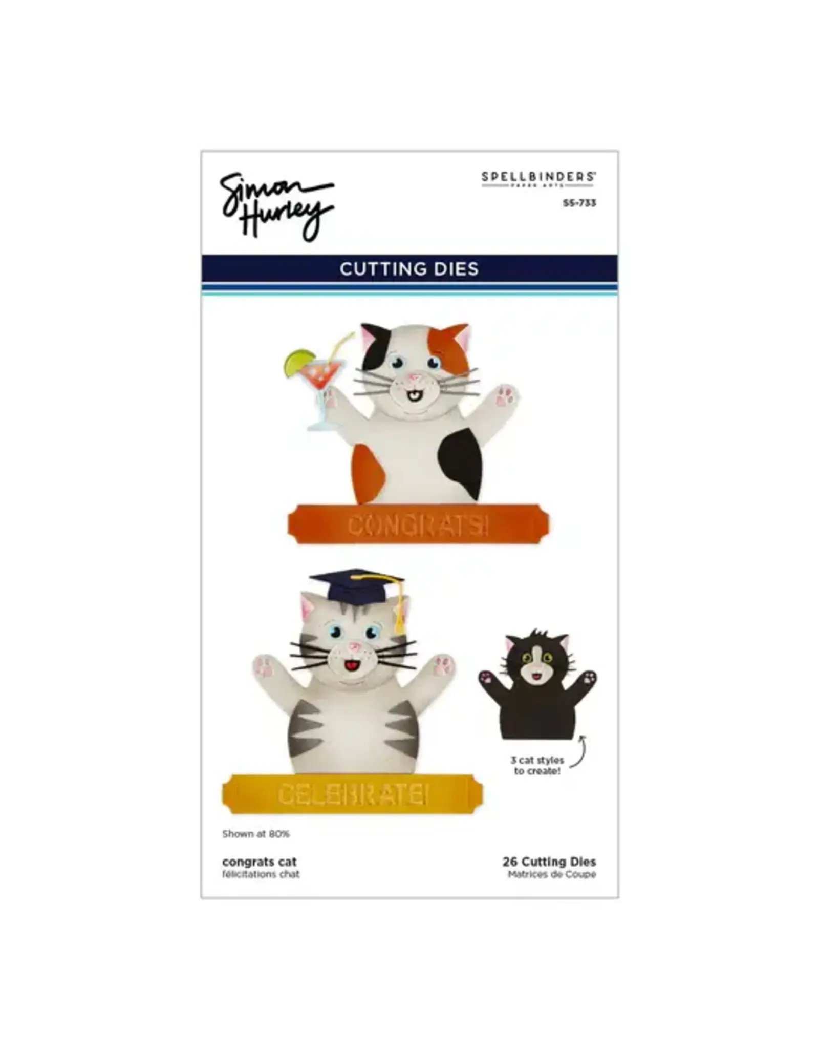 SPELLBINDERS SPELLBINDERS SIMON HURLEY SENDING HUGS COLLECTION CONGRATS CAT DIE SET