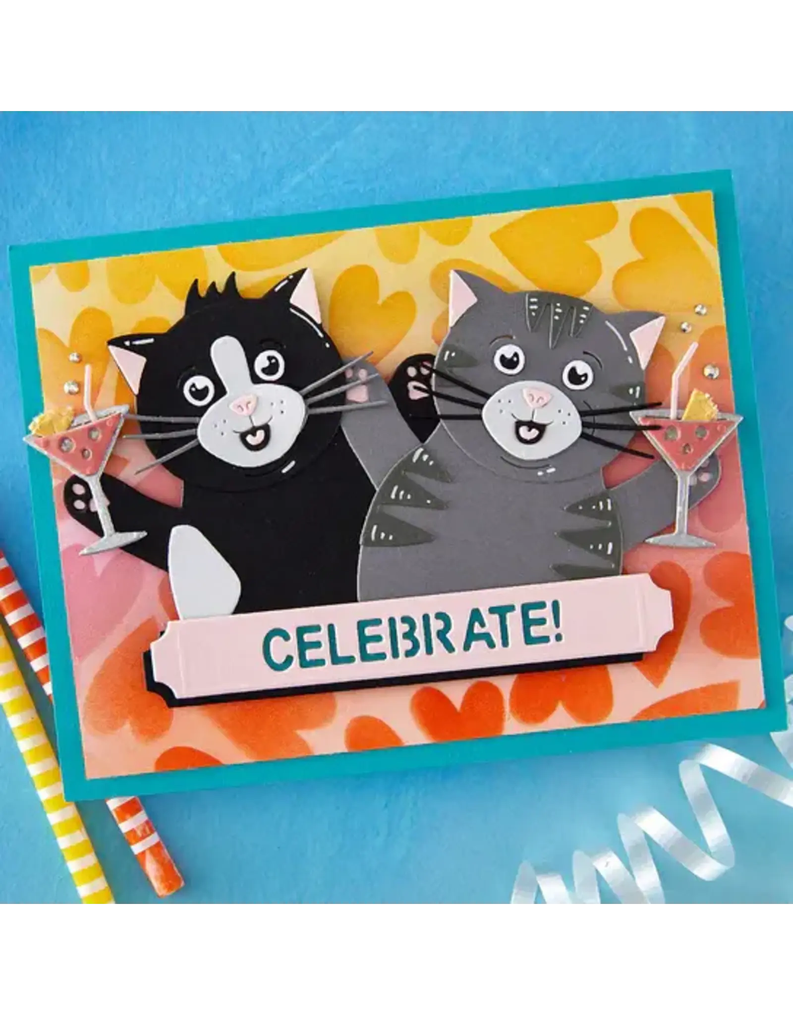 SPELLBINDERS SPELLBINDERS SIMON HURLEY SENDING HUGS COLLECTION CONGRATS CAT DIE SET