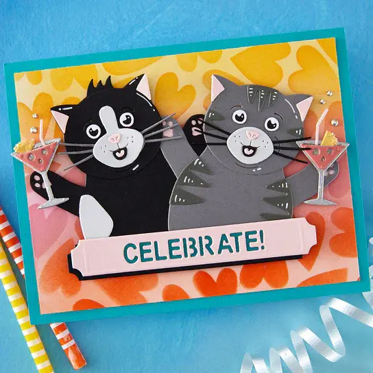 SPELLBINDERS SPELLBINDERS SIMON HURLEY SENDING HUGS COLLECTION CONGRATS CAT DIE SET