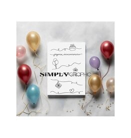SIMPLY GRAPHIC SIMPLY GRAPHIC PLANCHE ANNIVERSAIRE MONOLIGNE CLEAR STAMP SET