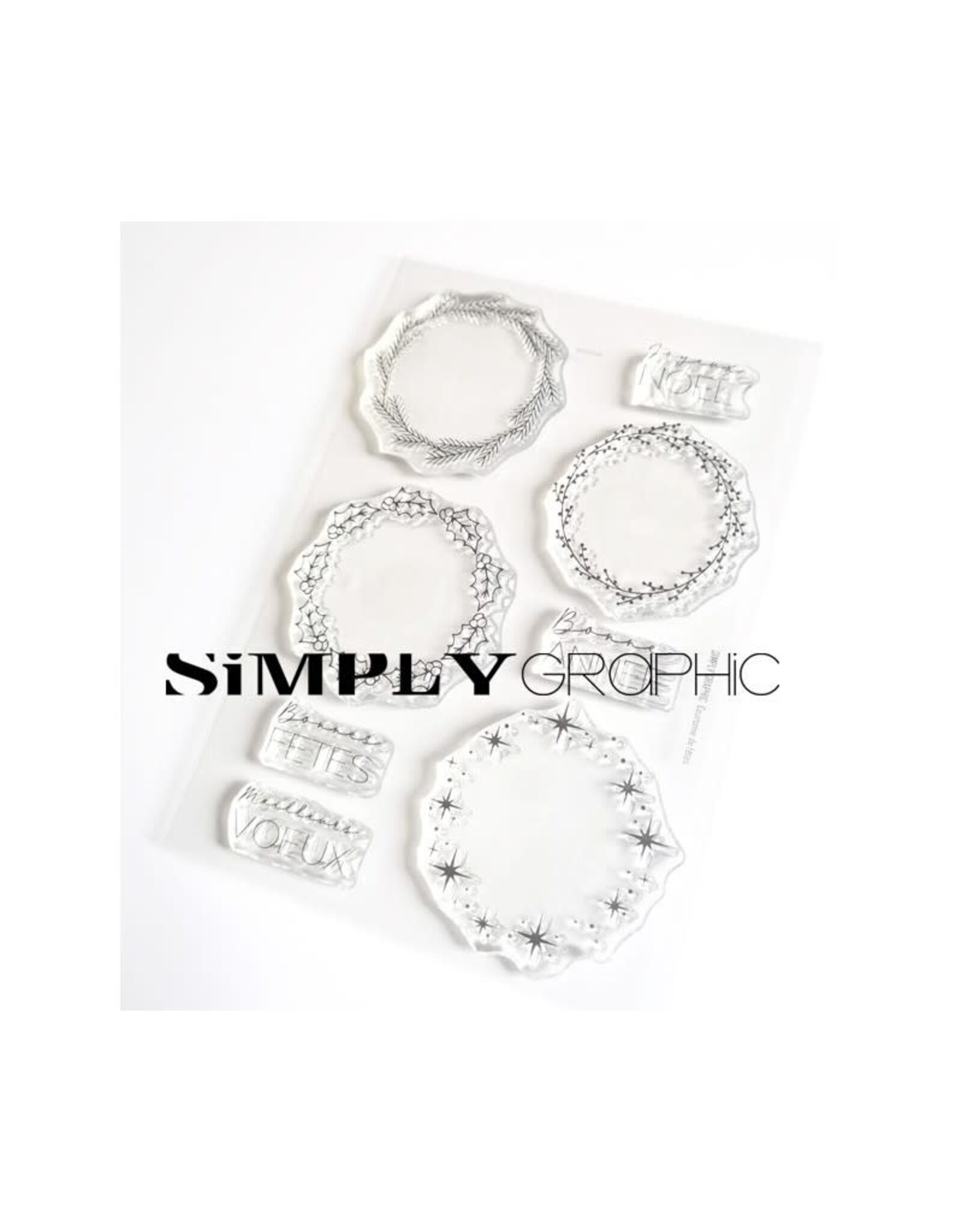 SIMPLY GRAPHIC SIMPLY GRAPHIC PLANCHE COURONNE DE FÊTES CLEAR STAMP SET