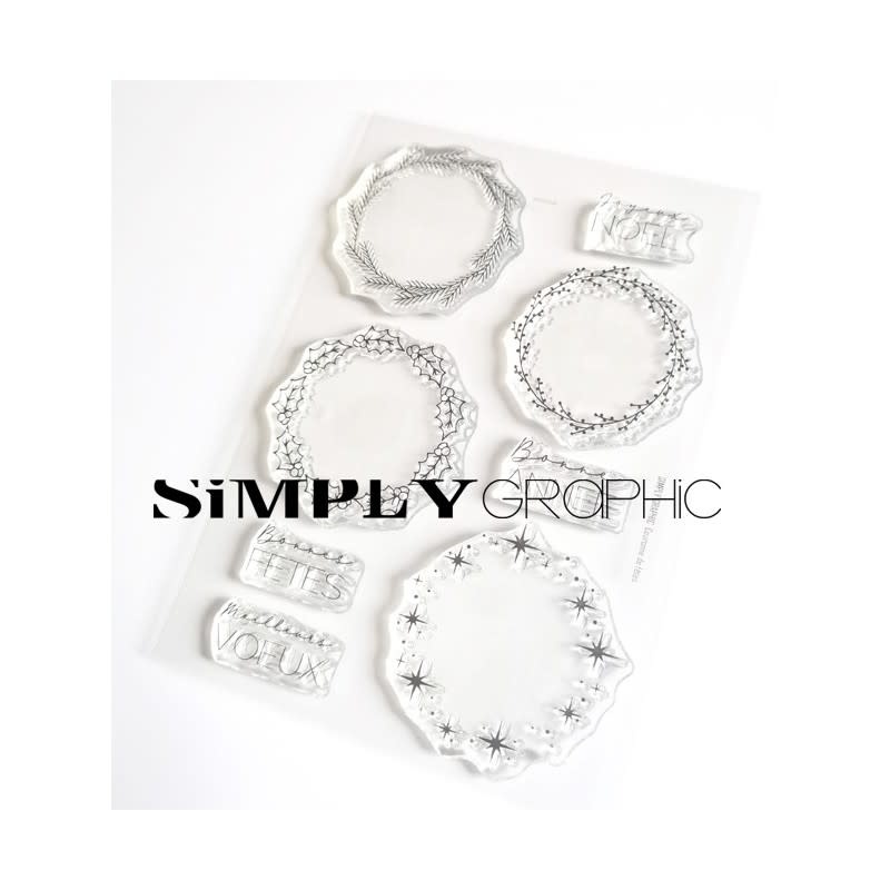SIMPLY GRAPHIC SIMPLY GRAPHIC PLANCHE COURONNE DE FÊTES CLEAR STAMP SET