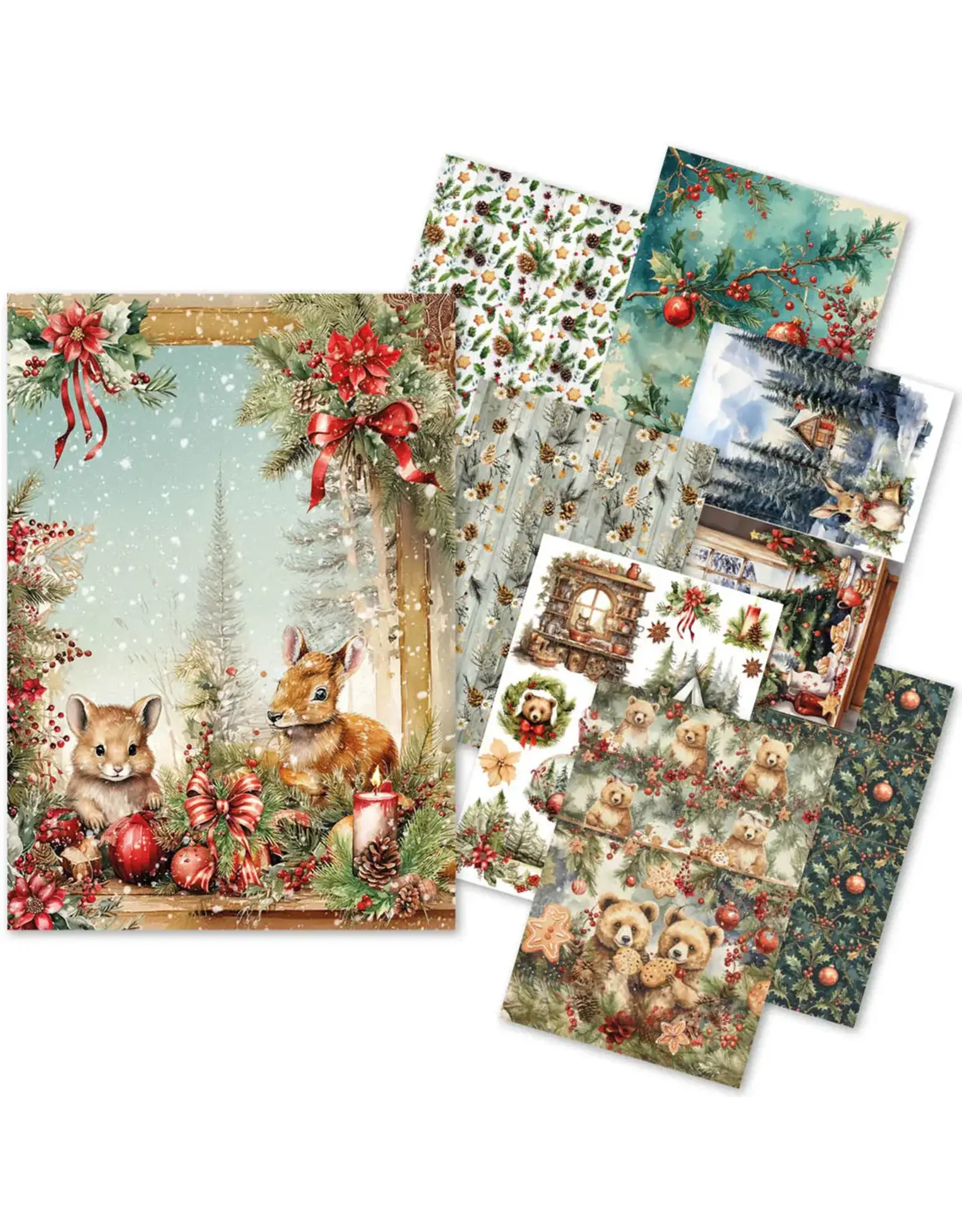 CIAO BELLA CIAO BELLA CRAFTMIX COCOA & HOLLY MIXED A5 RICE PAPER 8/PK