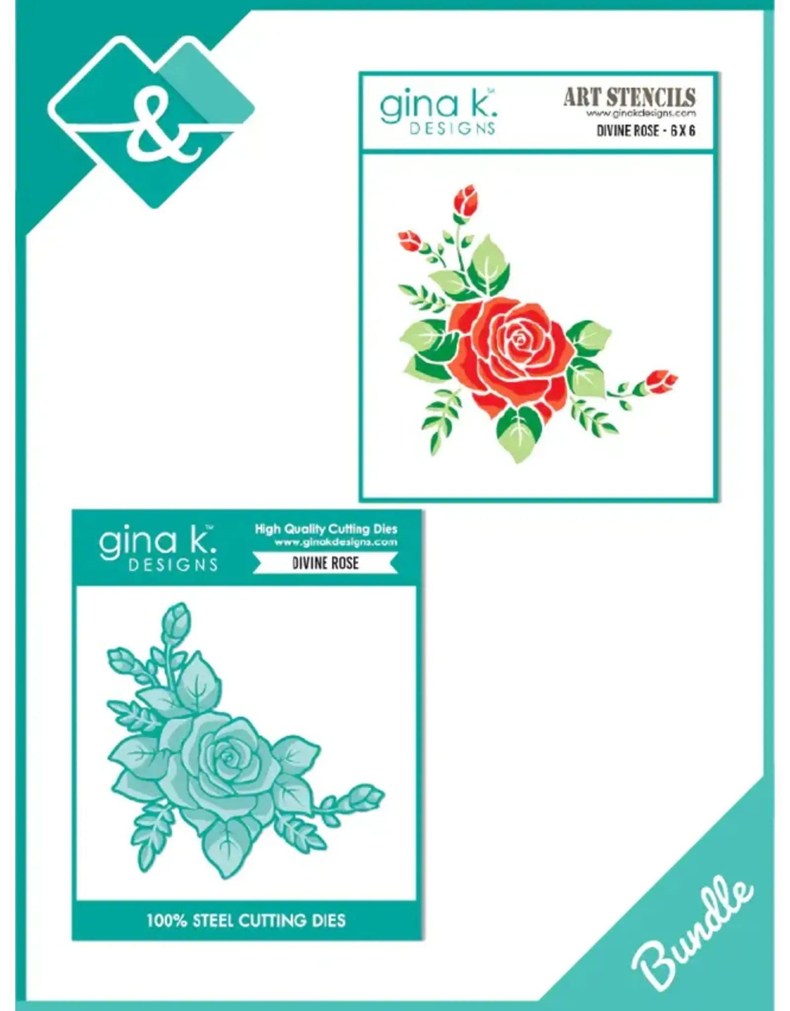 GINA K DESIGNS GINA K. DESIGNS DIVINE ROSE BUNDLE STENCIL & DIE SET