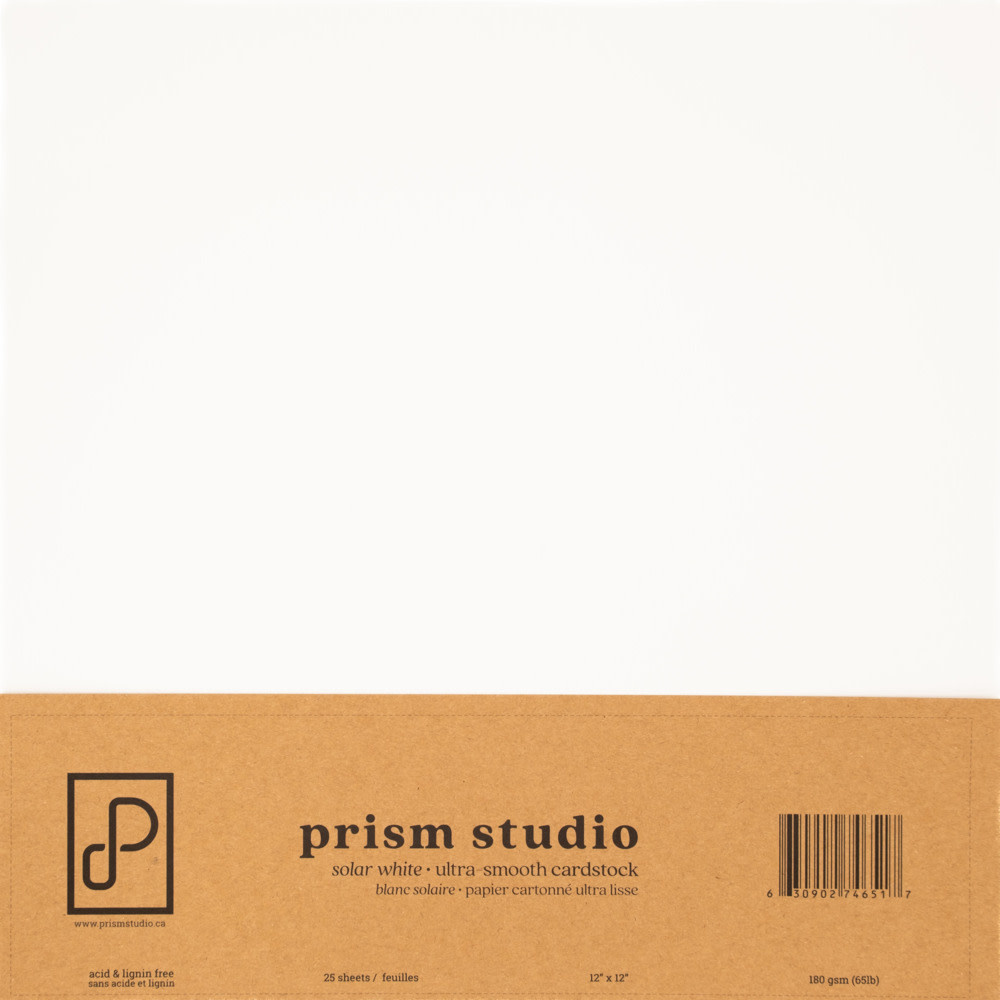 PRISM STUDIO PRISM STUDIO 12x12 ULTRA-SMOOTH 65lb CARDSTOCK - SOLAR WHITE 25/PK