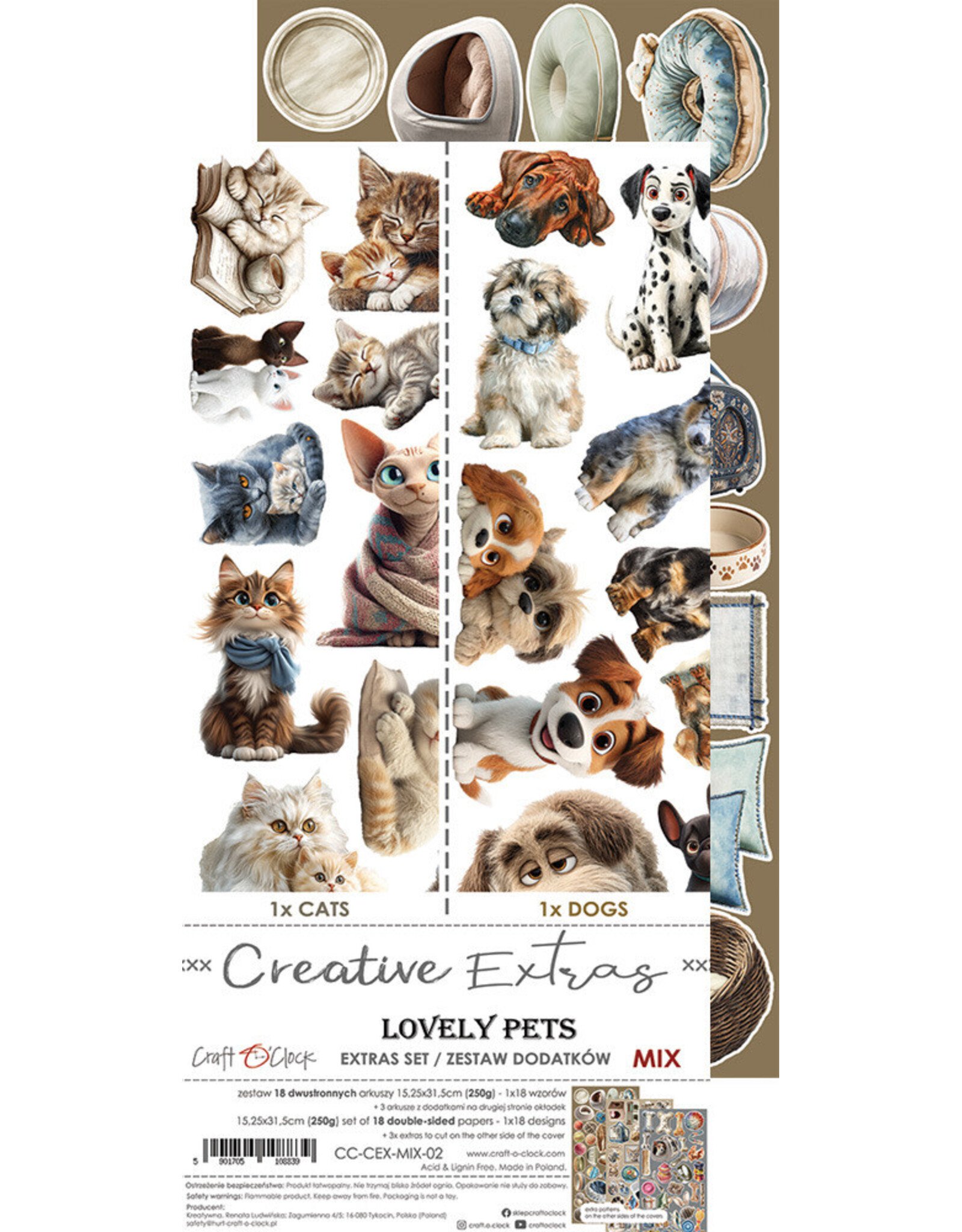 CRAFT O'CLOCK CRAFT O'CLOCK LOVELY PETS EXTRAS SET-MIX 6x12 COLLECTION PACK 18 SHEETS Save ChangesArchiveAdd Label