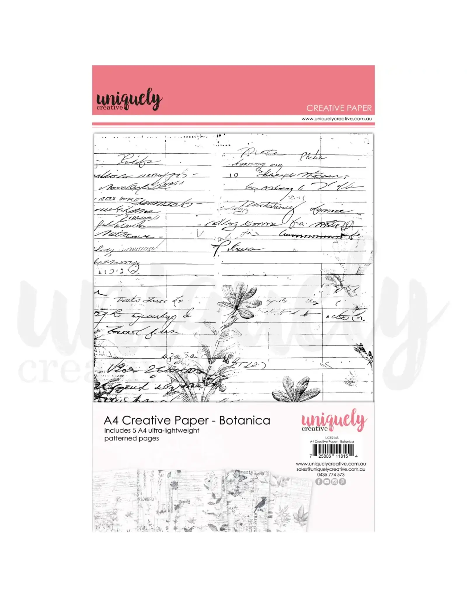 UNIQUELY CREATIVE UNIQUELY CREATIVE BOTANICA A4 CREATIVE PAPER 5/PK