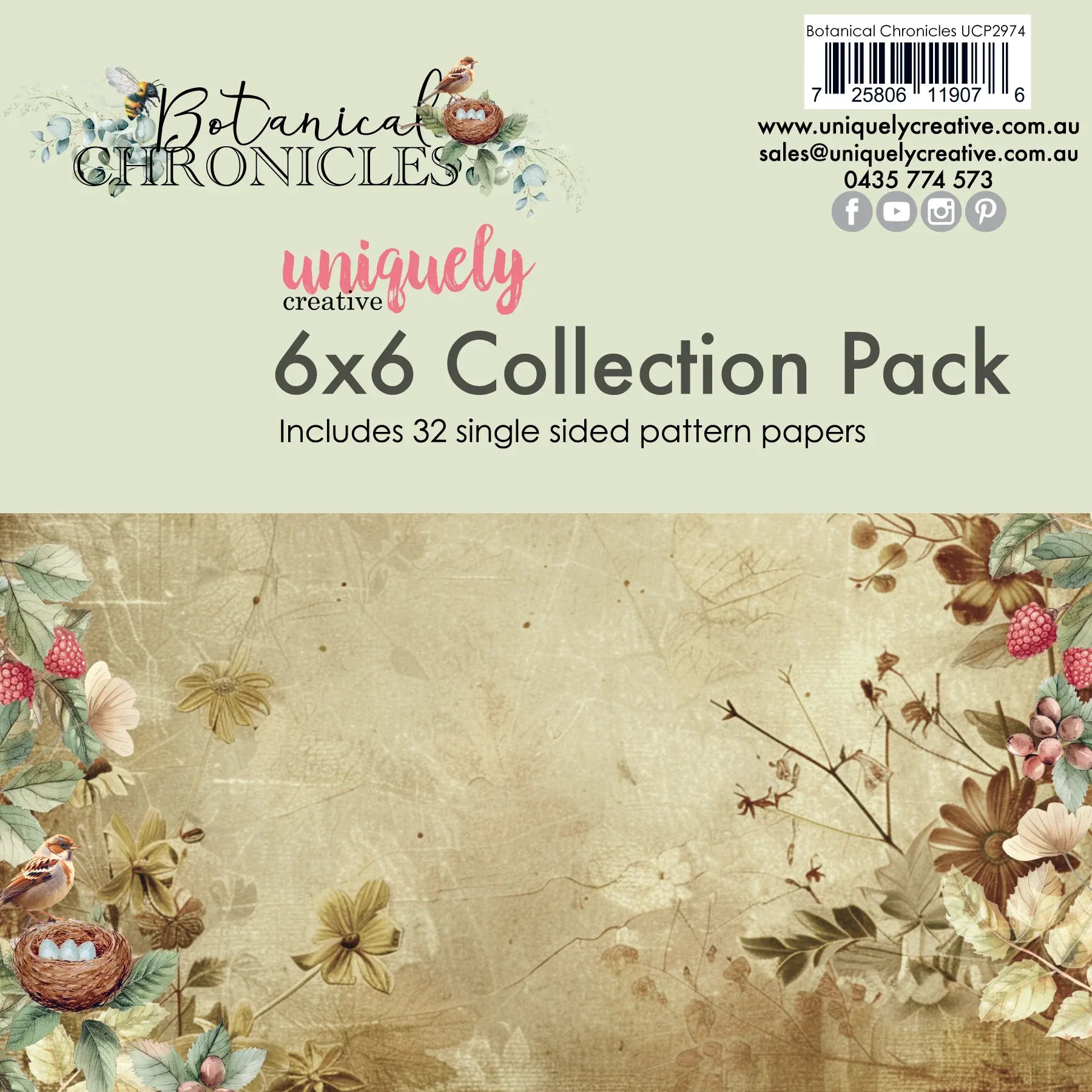 UNIQUELY CREATIVE UNIQUELY CREATIVE BOTANICAL CHRONICLES 6x6 COLLECTION PACK
