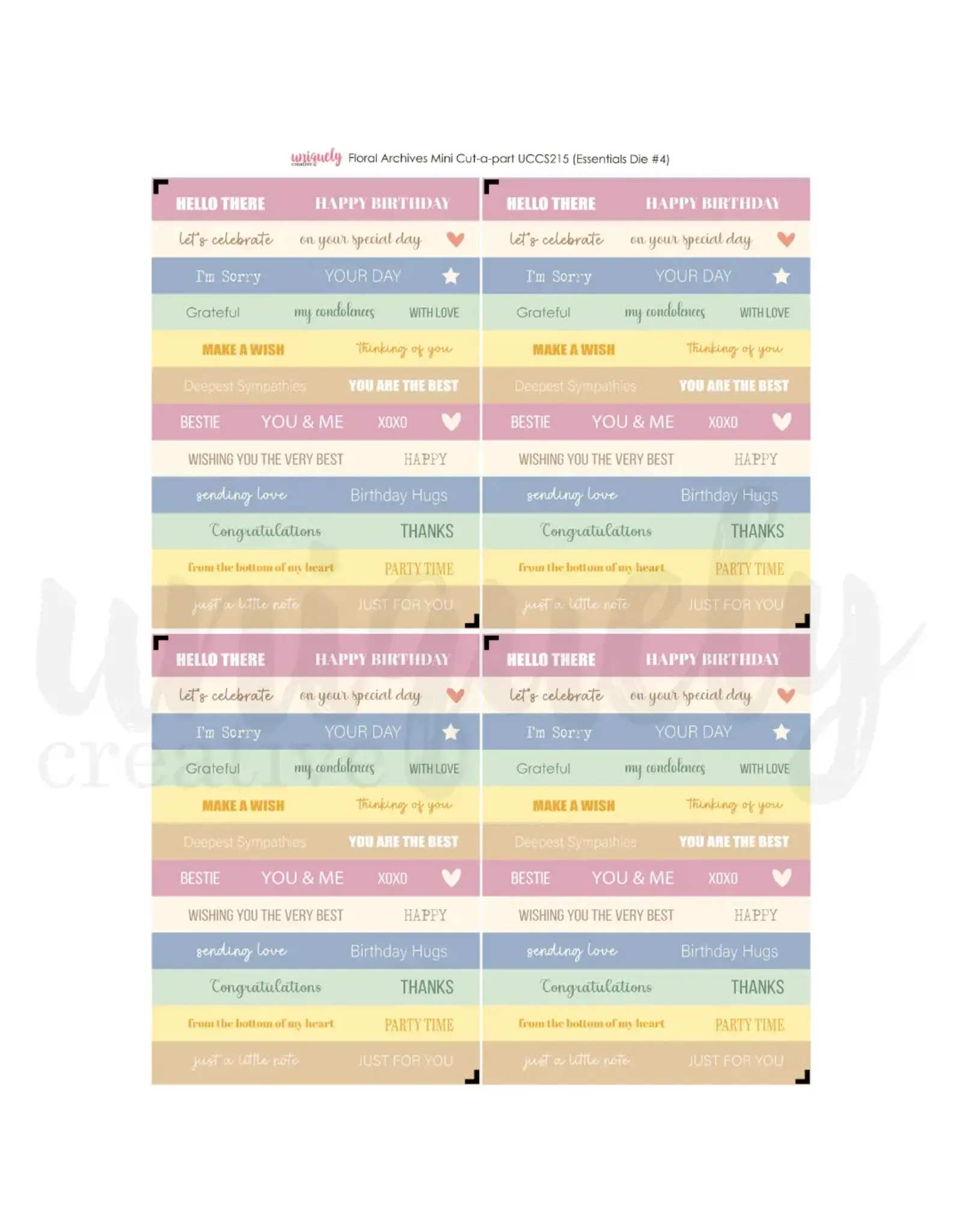 UNIQUELY CREATIVE UNIQUELY CREATIVE FLORAL ARCHIVES CUT-A-PARTS