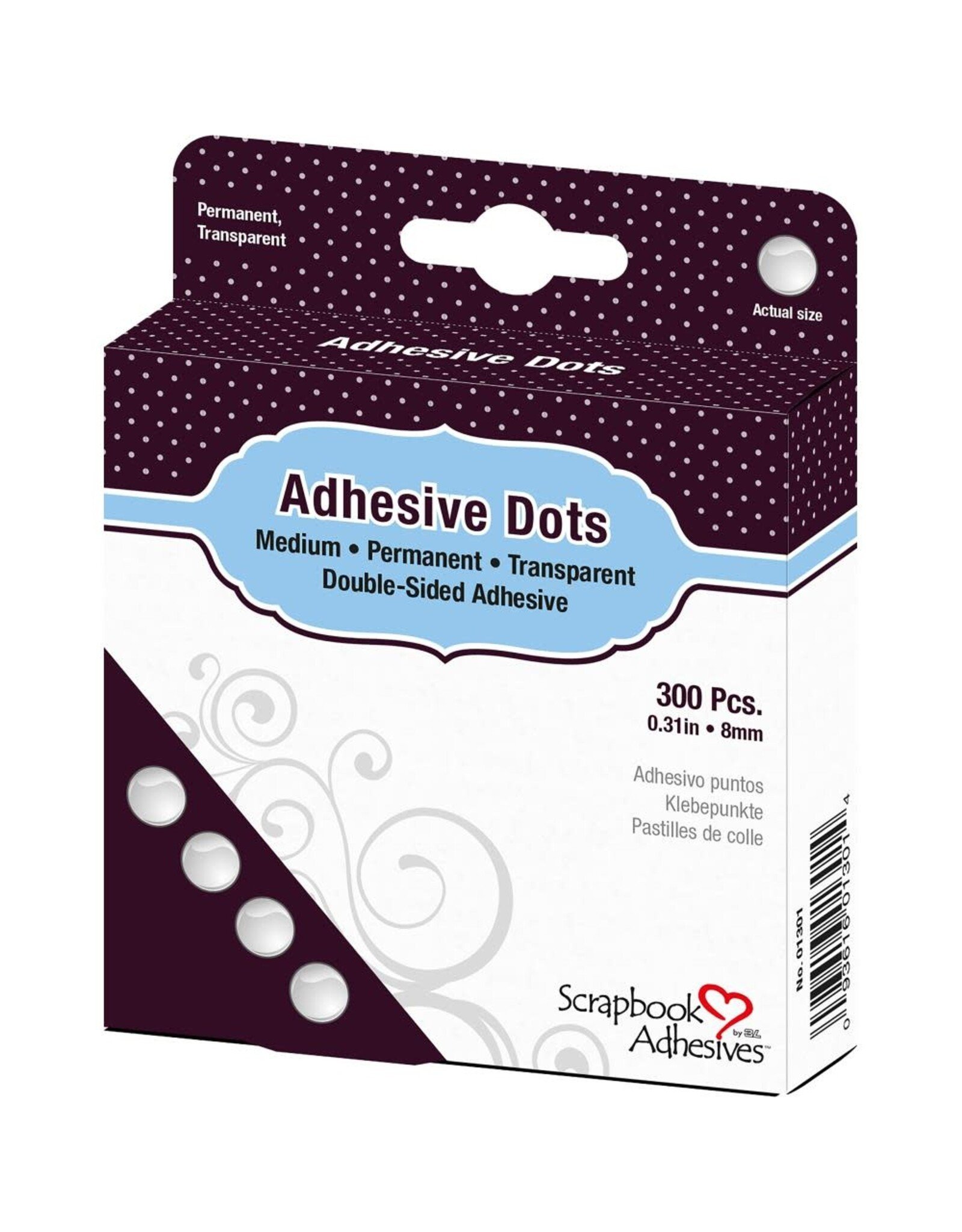 3L SCRAPBOOK ADHESIVES MEDIUM PERMANENT TRANSPARENT ADHESIVE DOTS