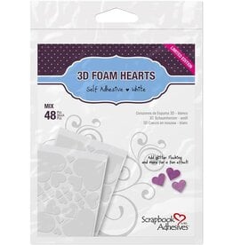 3L SCRAPBOOK ADHESIVES WHITE 3D FOAM HEARTS
