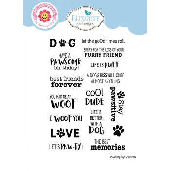 ELIZABETH CRAFT DESIGNS ELIZABETH CRAFT DESIGNS CUTE & WHIMSICAL DOG DAYS SENTIMENTS CLEAR STAMP SET