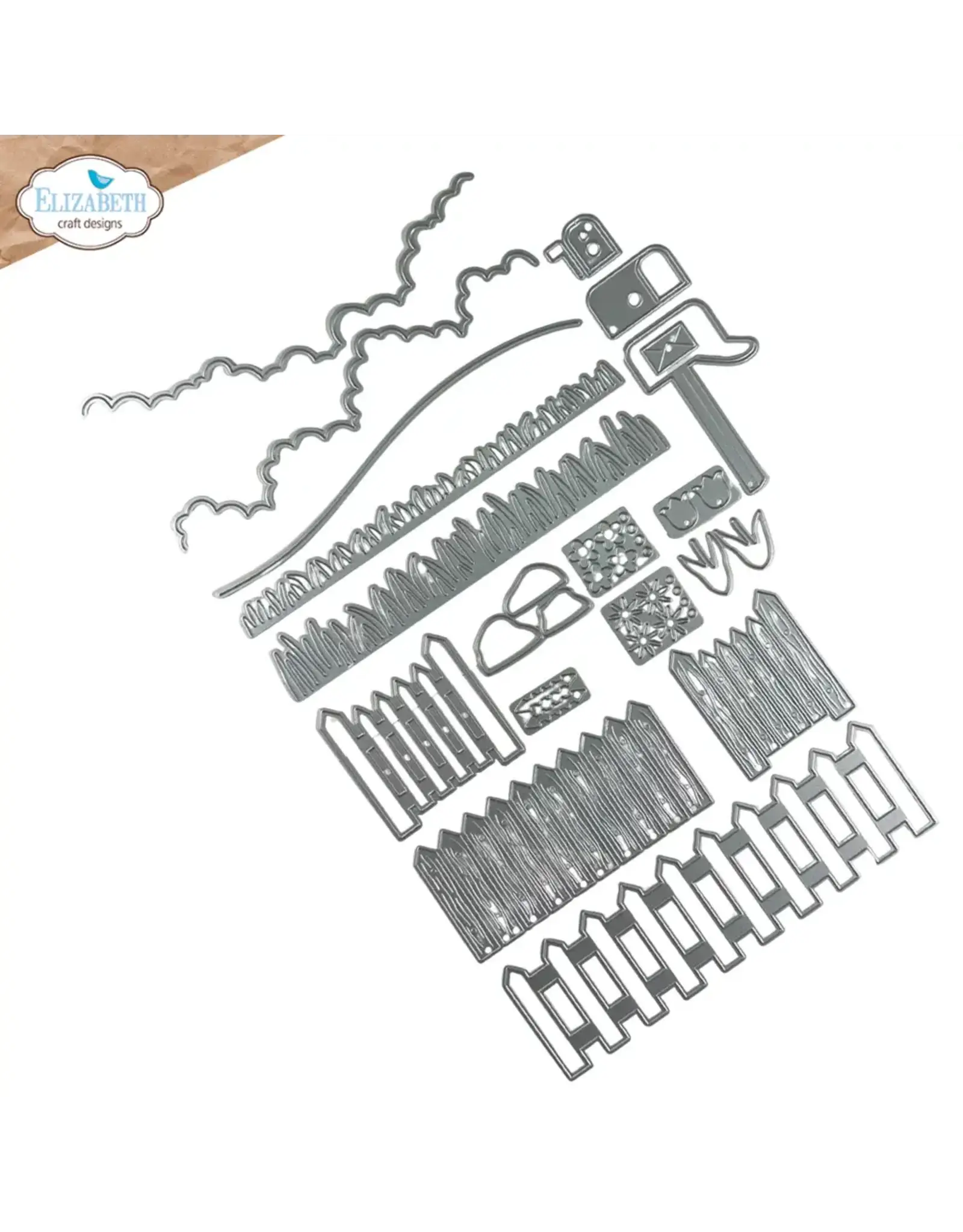 ELIZABETH CRAFT DESIGNS ELIZABETH CRAFT DESIGNS CUTE & WHIMSICAL DOG DAYS GARDEN EDGES AND FENCE DIE SET