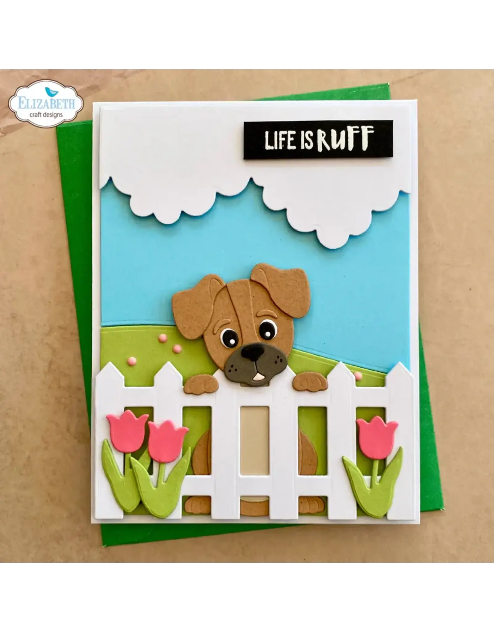 ELIZABETH CRAFT DESIGNS ELIZABETH CRAFT DESIGNS CUTE & WHIMSICAL DOG DAYS GARDEN EDGES AND FENCE DIE SET