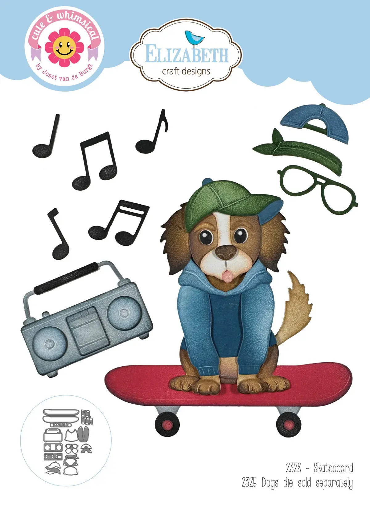ELIZABETH CRAFT DESIGNS ELIZABETH CRAFT DESIGNS CUTE & WHIMSICAL DOG DAYS SKATEBOARD DIE SET