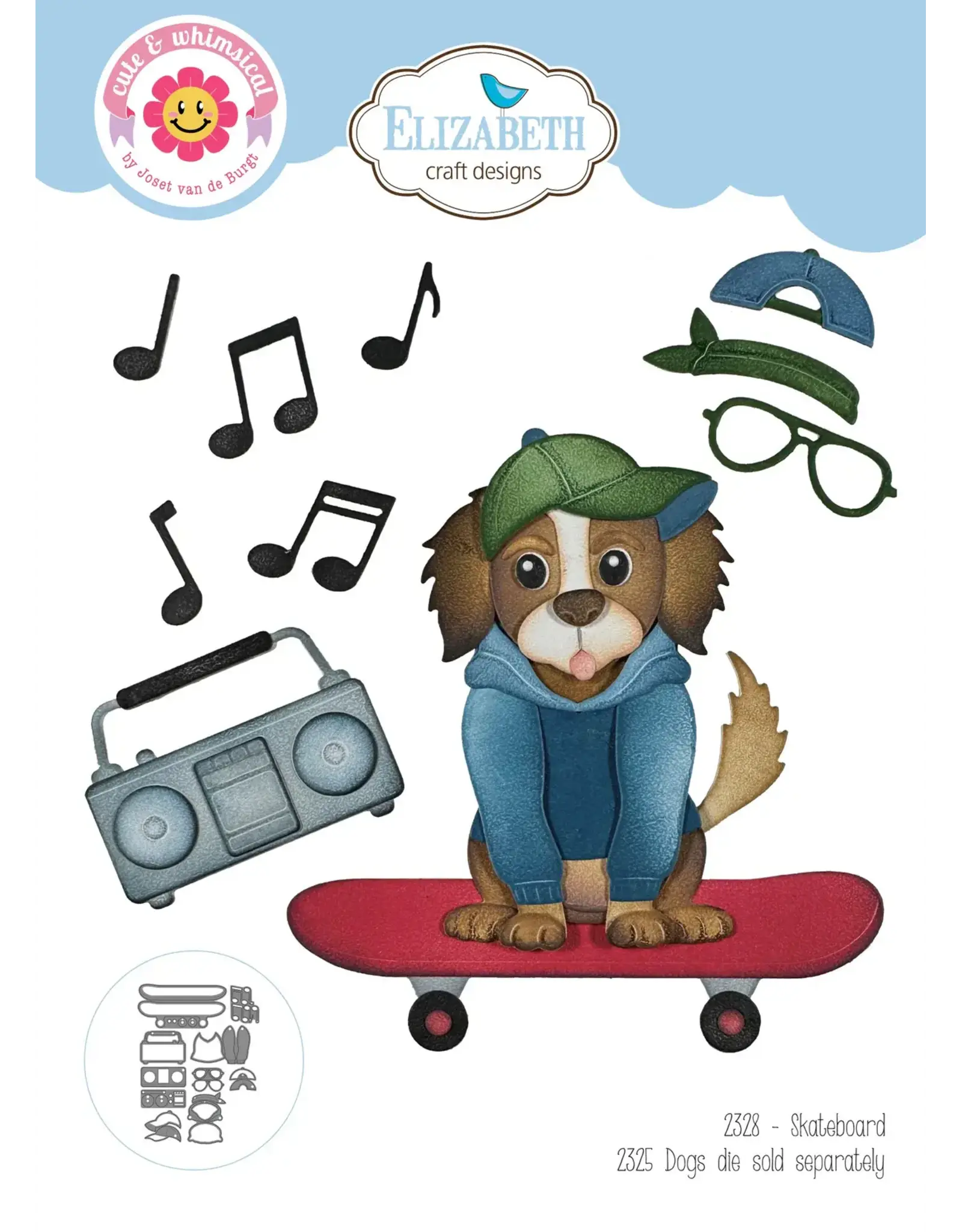 ELIZABETH CRAFT DESIGNS ELIZABETH CRAFT DESIGNS CUTE & WHIMSICAL DOG DAYS SKATEBOARD DIE SET