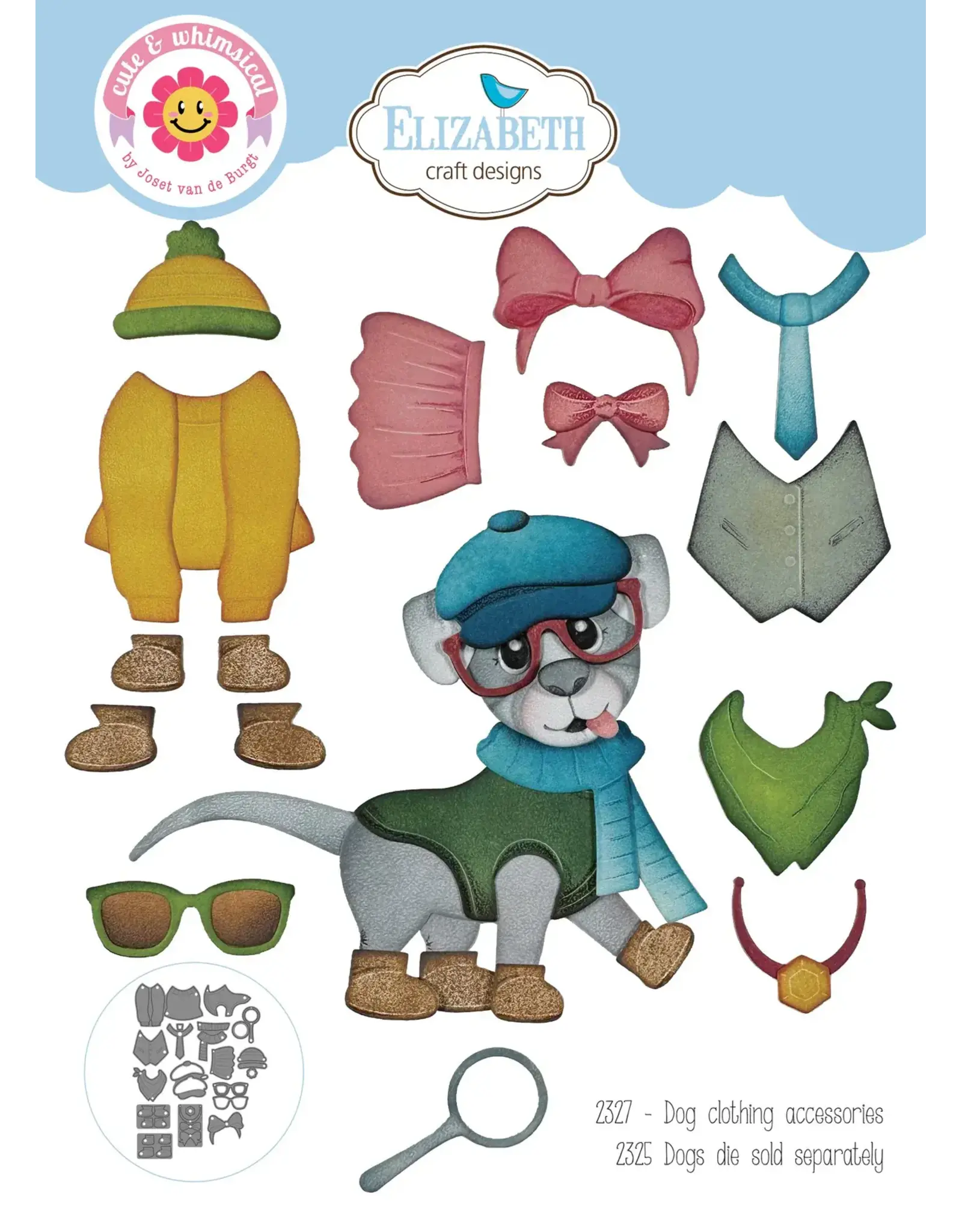 ELIZABETH CRAFT DESIGNS ELIZABETH CRAFT DESIGNS CUTE & WHIMSICAL DOG DAYS DOG CLOTHING ACCESSORIES DIE SET