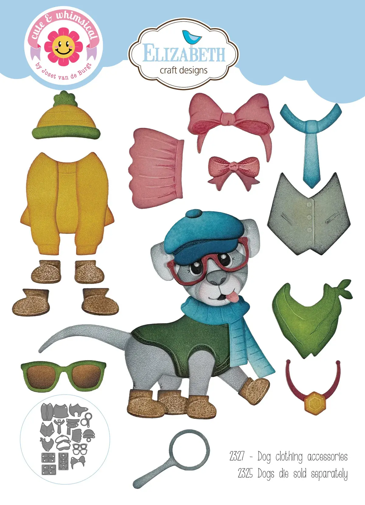 ELIZABETH CRAFT DESIGNS ELIZABETH CRAFT DESIGNS CUTE & WHIMSICAL DOG DAYS DOG CLOTHING ACCESSORIES DIE SET