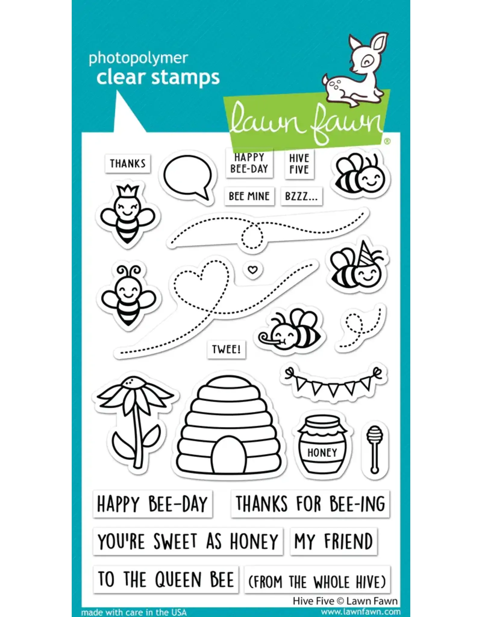 LAWN FAWN LAWN FAWN HIVE FIVE CLEAR STAMP SET