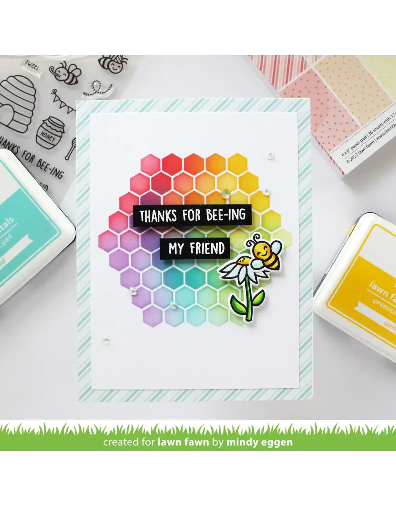 LAWN FAWN LAWN FAWN HIVE FIVE CLEAR STAMP SET