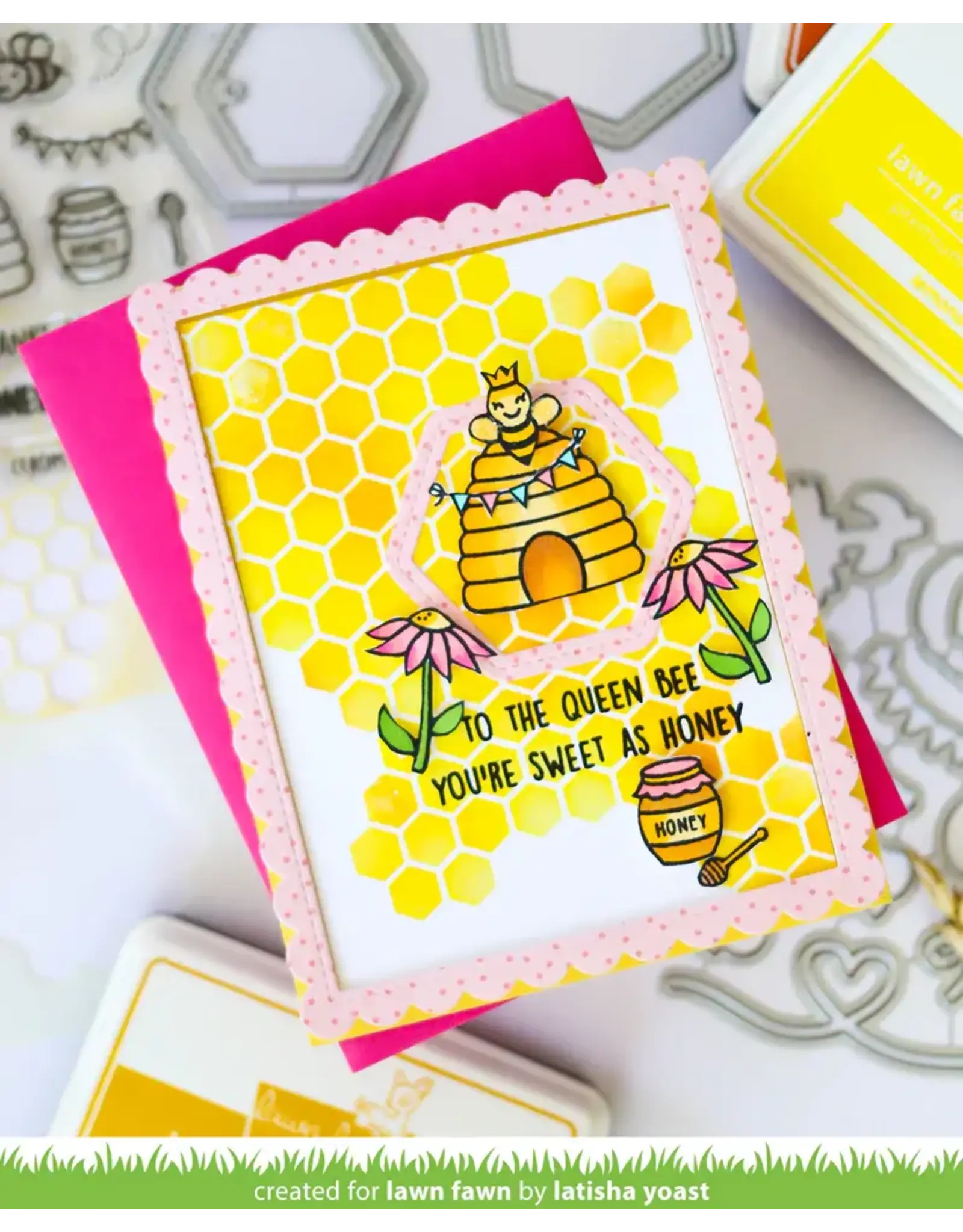 LAWN FAWN LAWN FAWN HIVE FIVE CLEAR STAMP SET