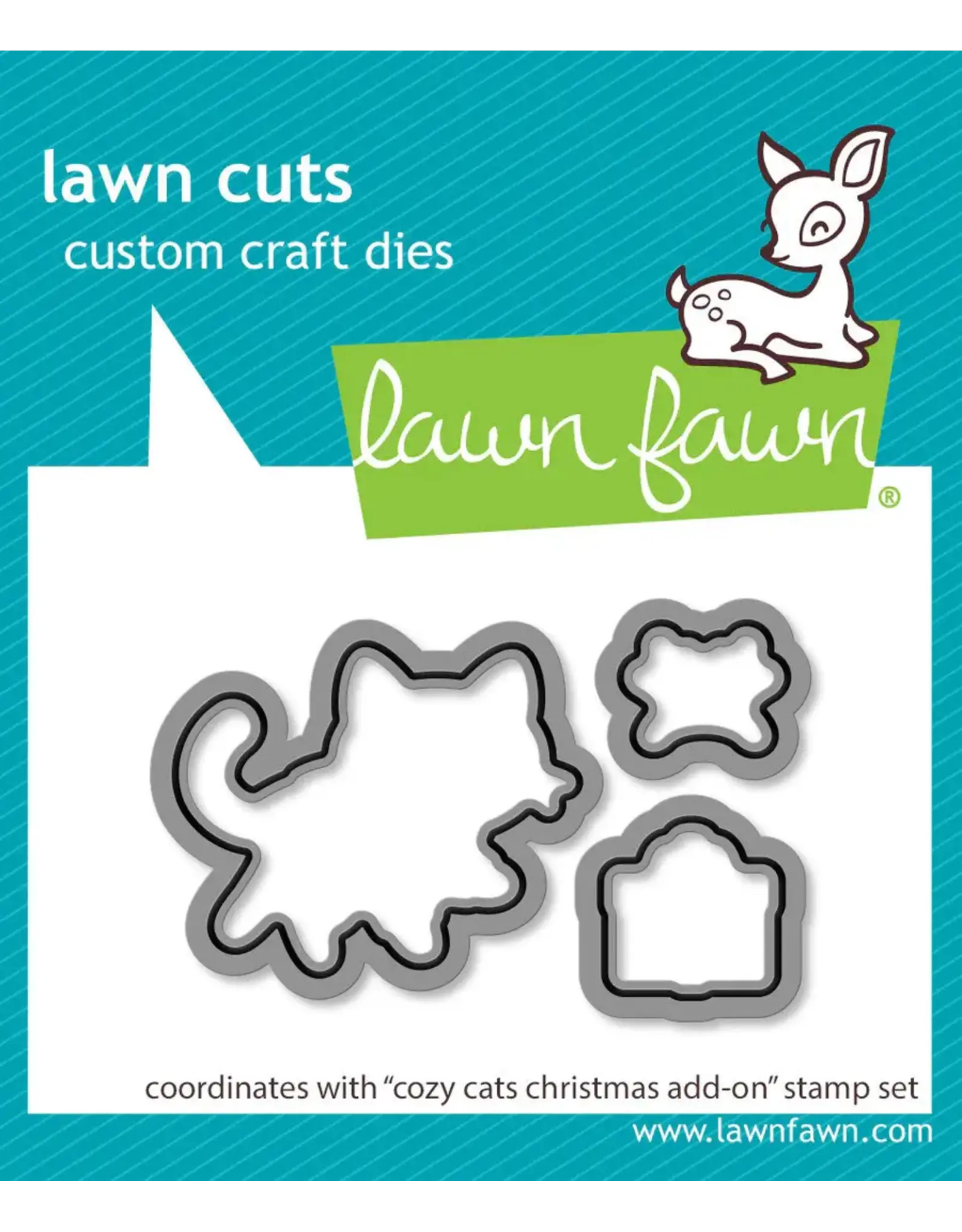 LAWN FAWN LAWN FAWN COZY CATS CHRISTMAS ADD-ON CLEAR STAMP & DIE SET