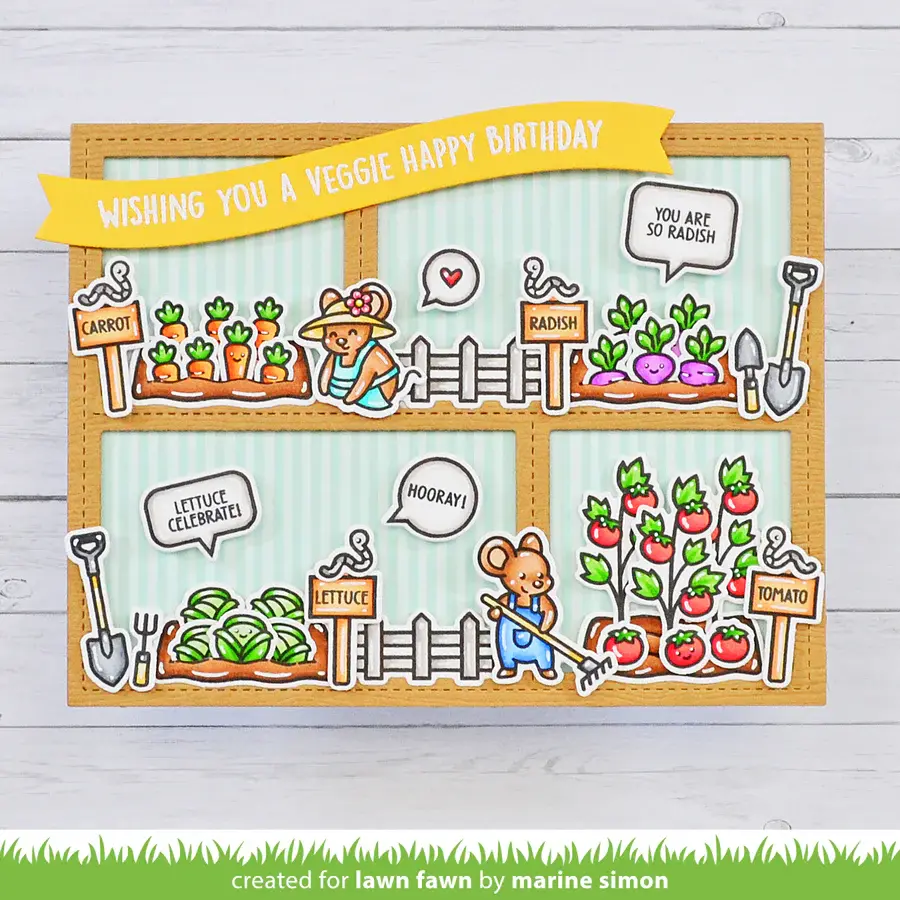 LAWN FAWN LAWN FAWN VEGGIE HAPPY ADD-ON CLEAR STAMP & DIE SET