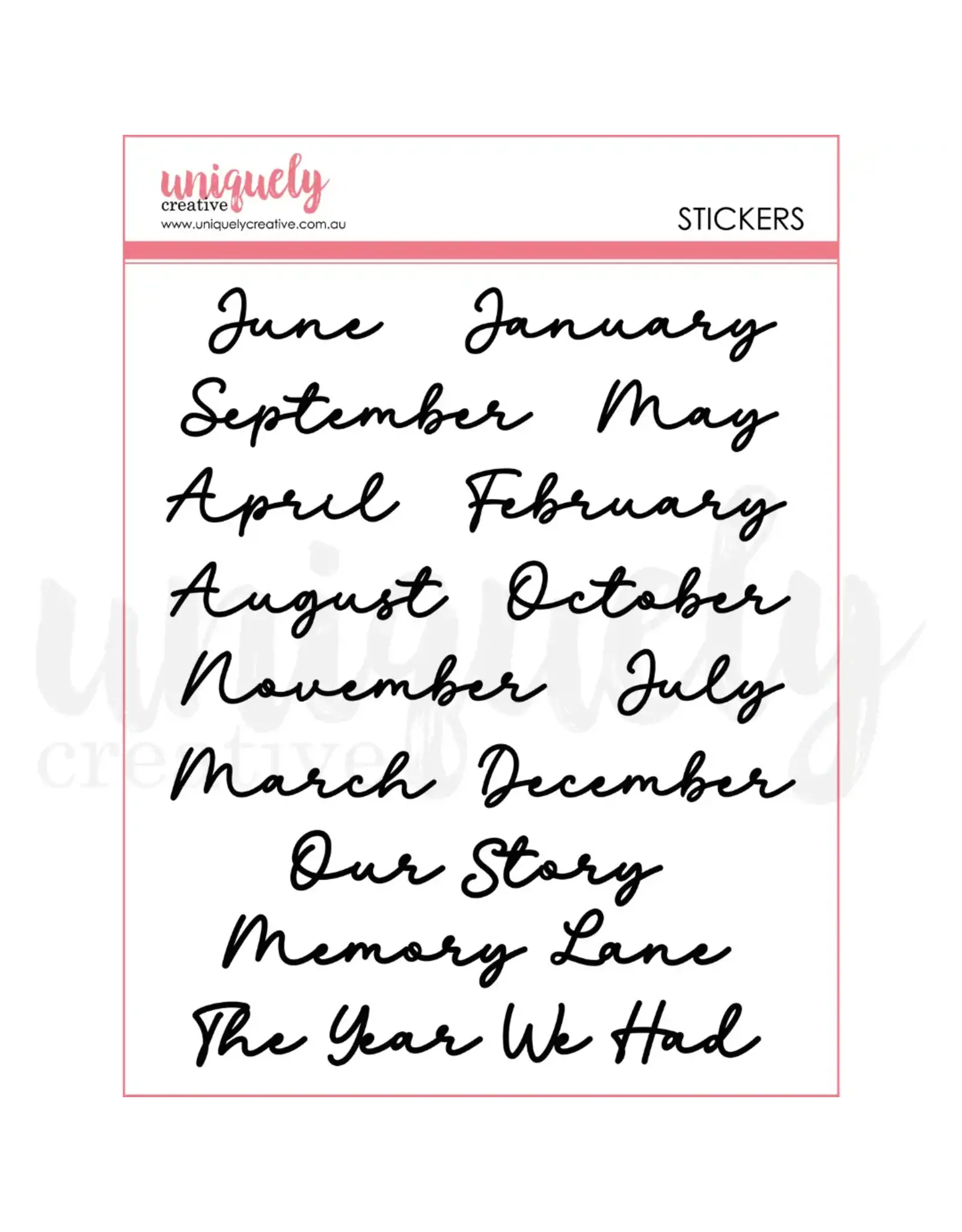 UNIQUELY CREATIVE UNIQUELY CREATIVE SCRIPT MONTH PUFFY STICKERS