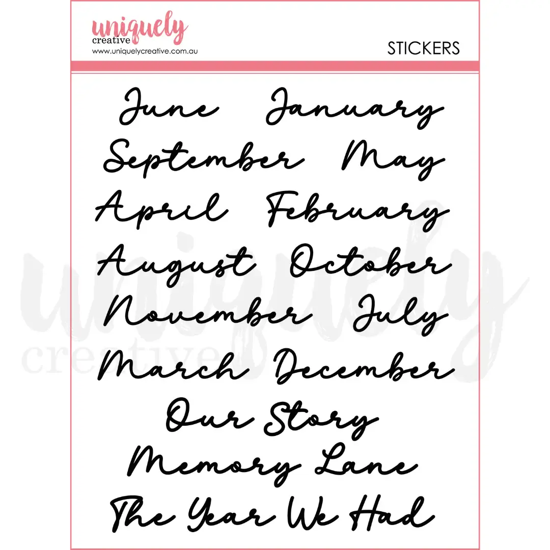 UNIQUELY CREATIVE UNIQUELY CREATIVE SCRIPT MONTH PUFFY STICKERS